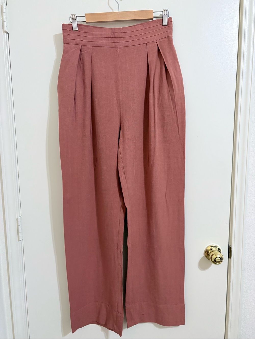 JLUXLABEL High-Rise Wide-Leg Pants in Dusty Rose